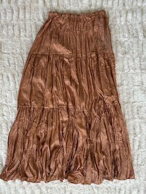 CP Shades Silk Tiered Maxi Skirt